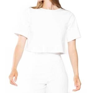 NEW RIPLEY RADER ponte knit short sleeve extended top in white